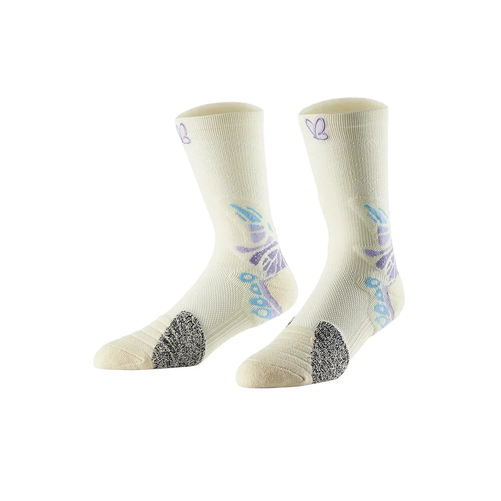 Veidoorn Butterfly Design Athletic Sports Socks – Cushioned Sole for Comfort