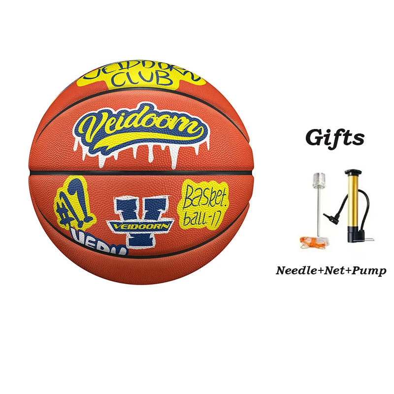 Veidoorn Street Style Graffiti Design Basketball Size 7 – High-Quality Rubber for Indoor and Outdoor Play