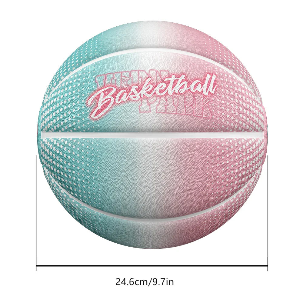 Veidoorn Pink Green Gradient Basketball – High-Quality PU Leather Design