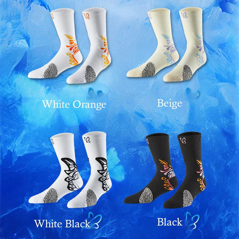 Veidoorn Butterfly Design Athletic Sports Socks – Cushioned Sole for Comfort