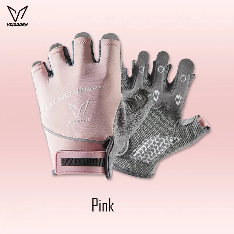 Veidoorn Half Finger Cycling Gloves – Advanced Shock Absorption with Reflective Strips