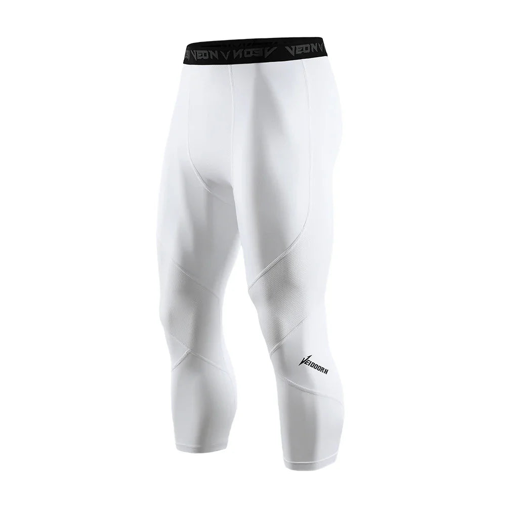 Veidoorn Soft 3/4 Compression Tights – Quick Dry Training Leggings