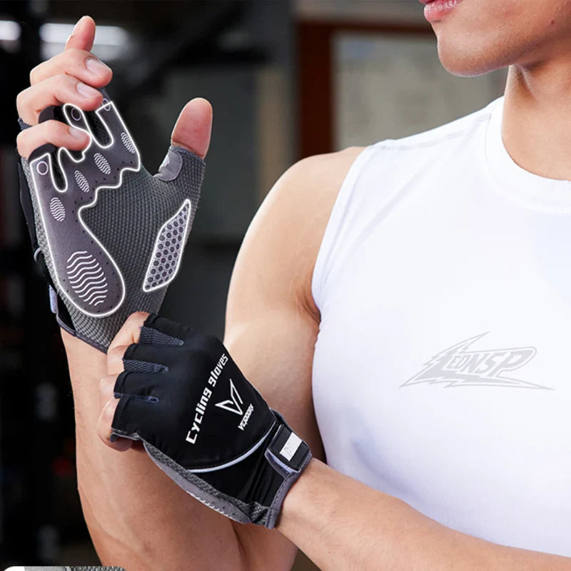 Veidoorn Half Finger Cycling Gloves – Advanced Shock Absorption with Reflective Strips