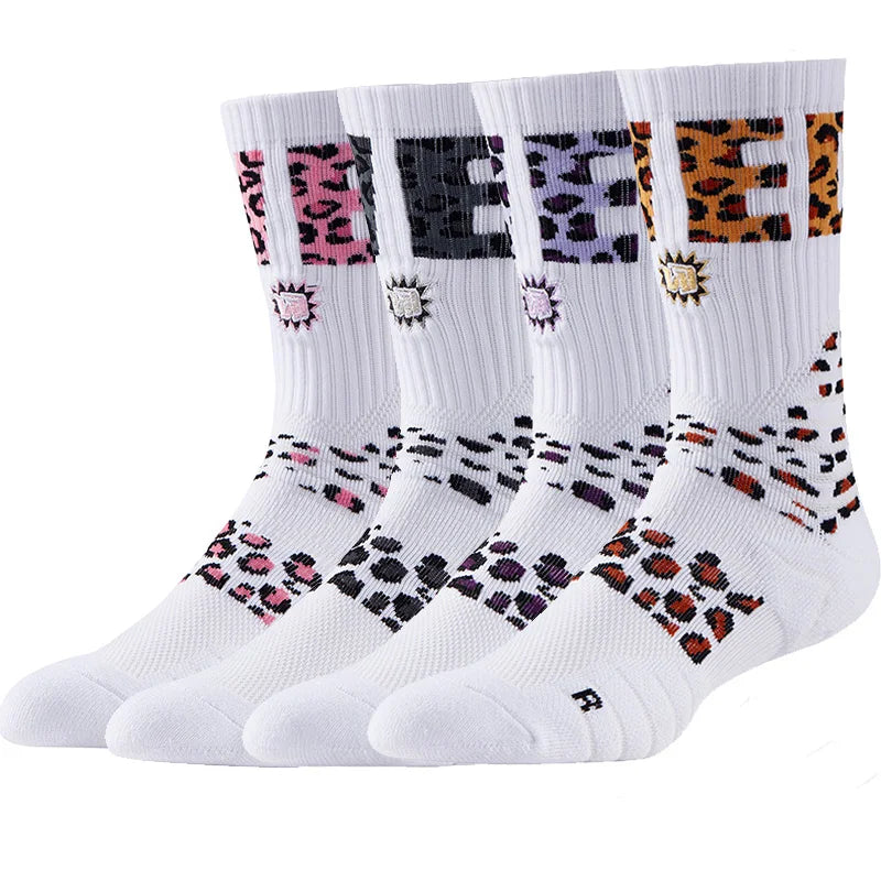 Veidoorn Leopard Compression Basketball Socks – Shock Absorption and Anti-Slip Design