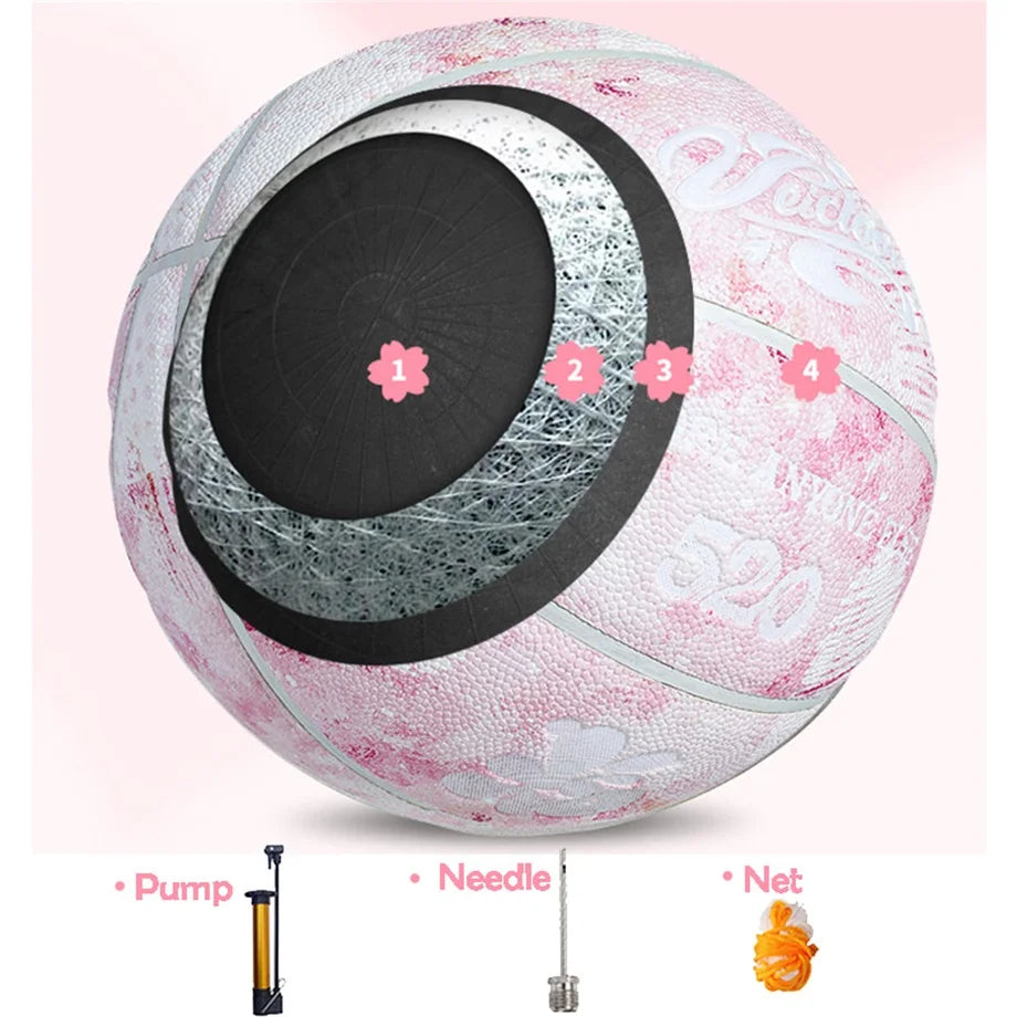 Veidoorn Pink PU Game Basketball – High Quality Outdoor Performance
