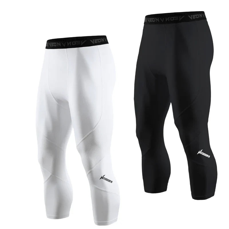 Veidoorn Soft 3/4 Compression Tights – Quick Dry Training Leggings