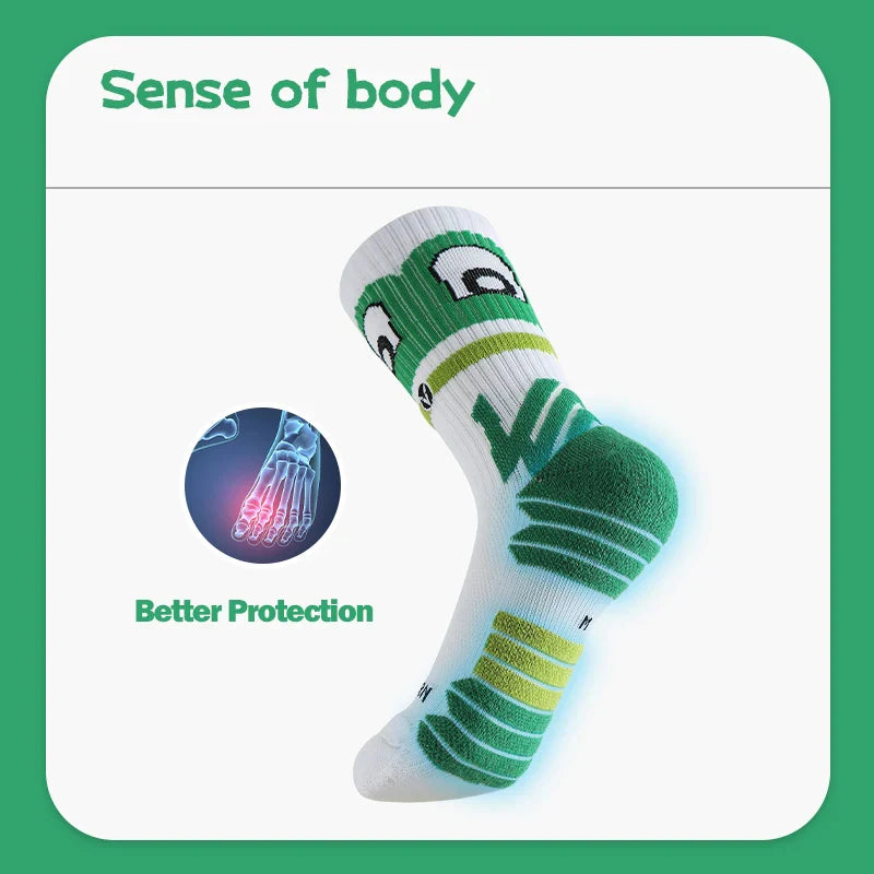 Veidoorn Basketball Socks for Kids – Funny Frog Design with Anti-Slip Cushioning