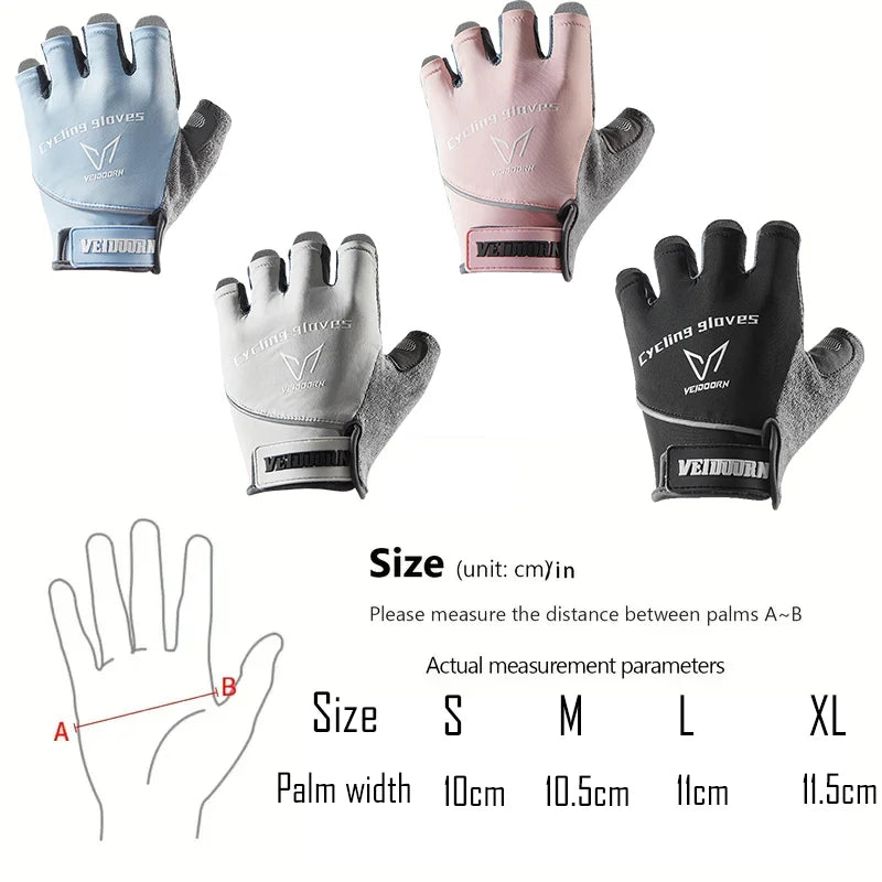 Veidoorn Half Finger Cycling Gloves – Advanced Shock Absorption with Reflective Strips