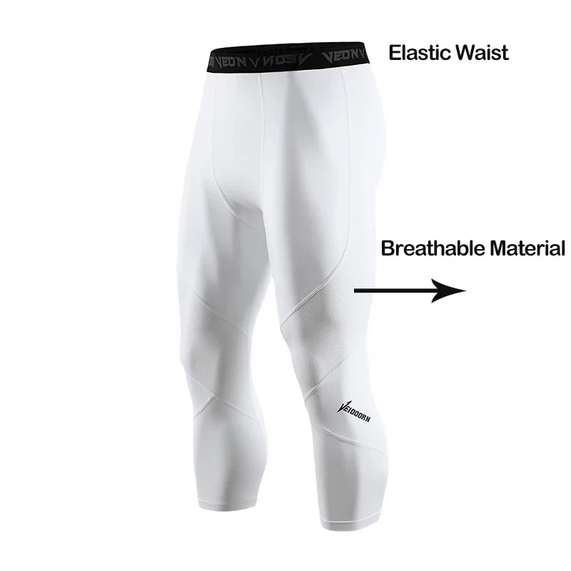 Veidoorn Soft 3/4 Compression Tights – Quick Dry Training Leggings