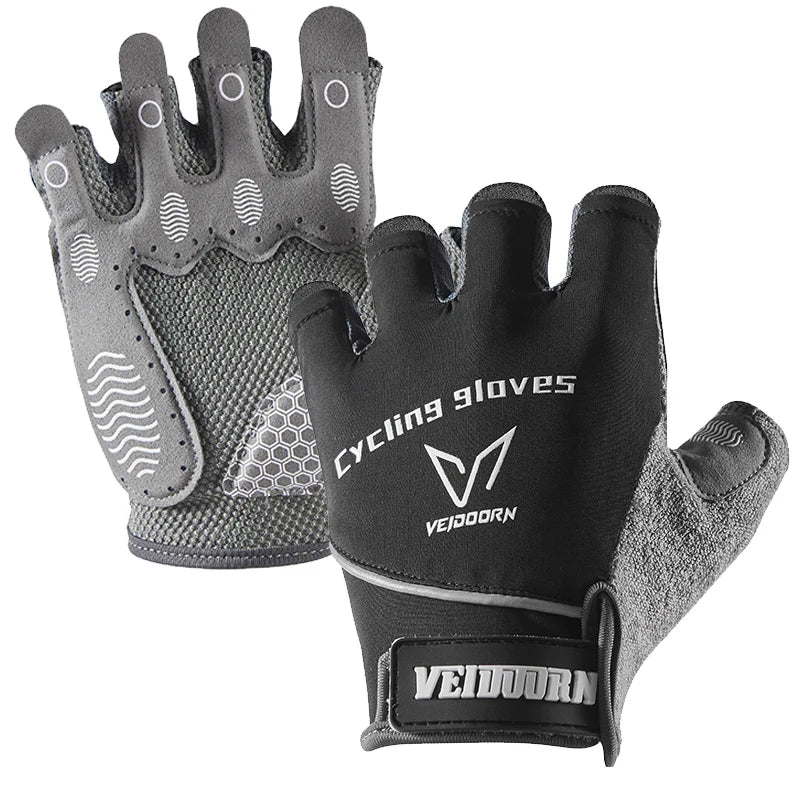 Veidoorn Half Finger Cycling Gloves – Advanced Shock Absorption with Reflective Strips