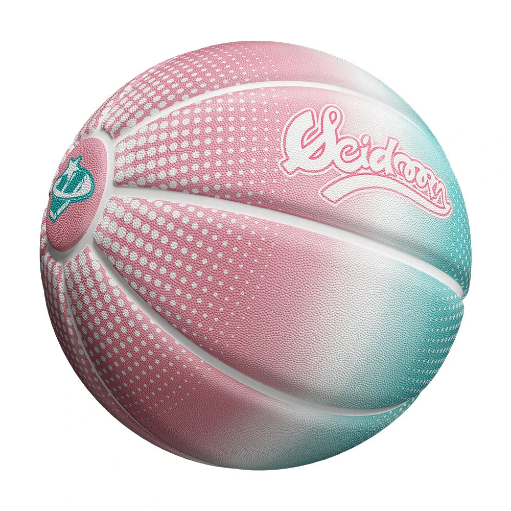 Veidoorn Pink Green Gradient Basketball – High-Quality PU Leather Design