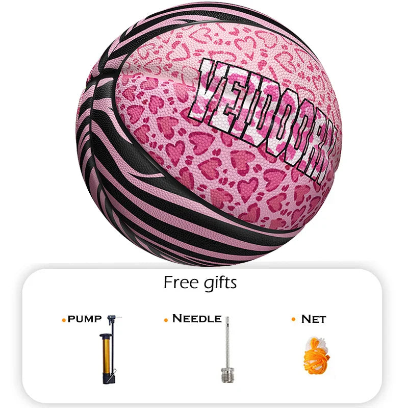 Veidoorn Trendy Pink Leopard Basketball – Stylish Design for Indoor and Outdoor Play