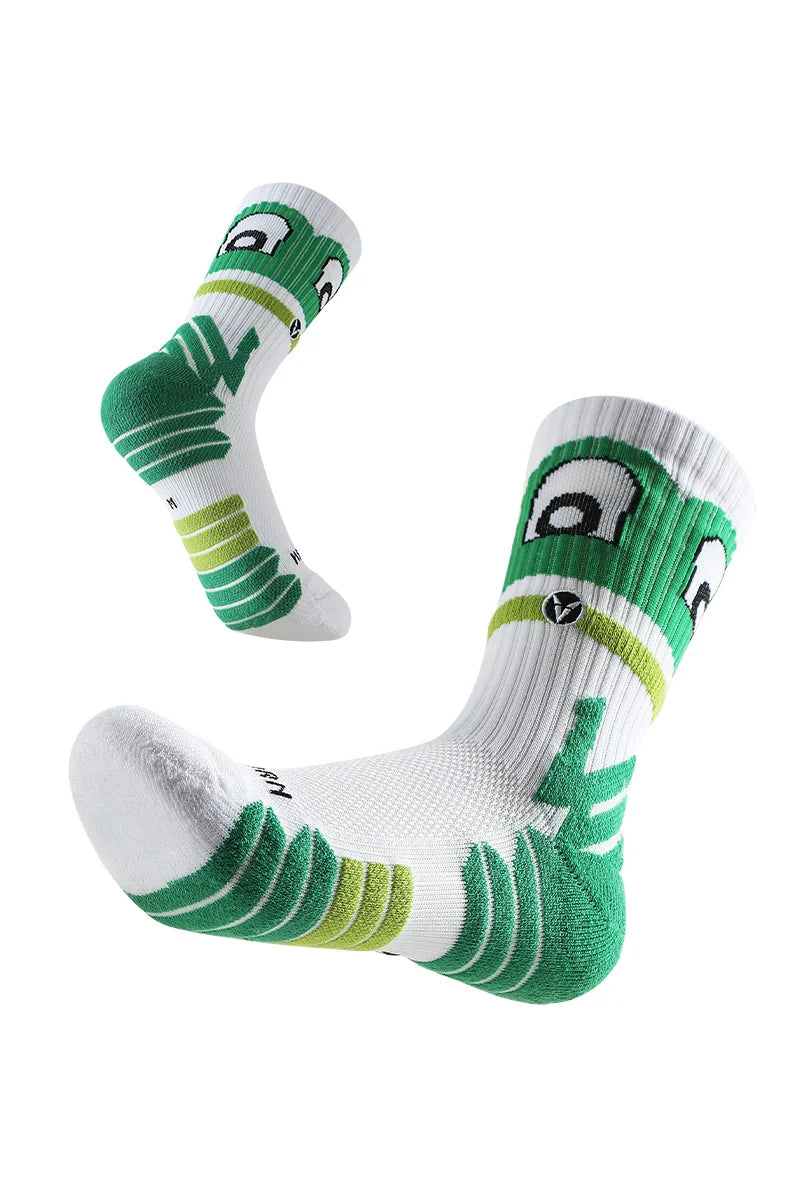 Veidoorn Basketball Socks for Kids – Funny Frog Design with Anti-Slip Cushioning