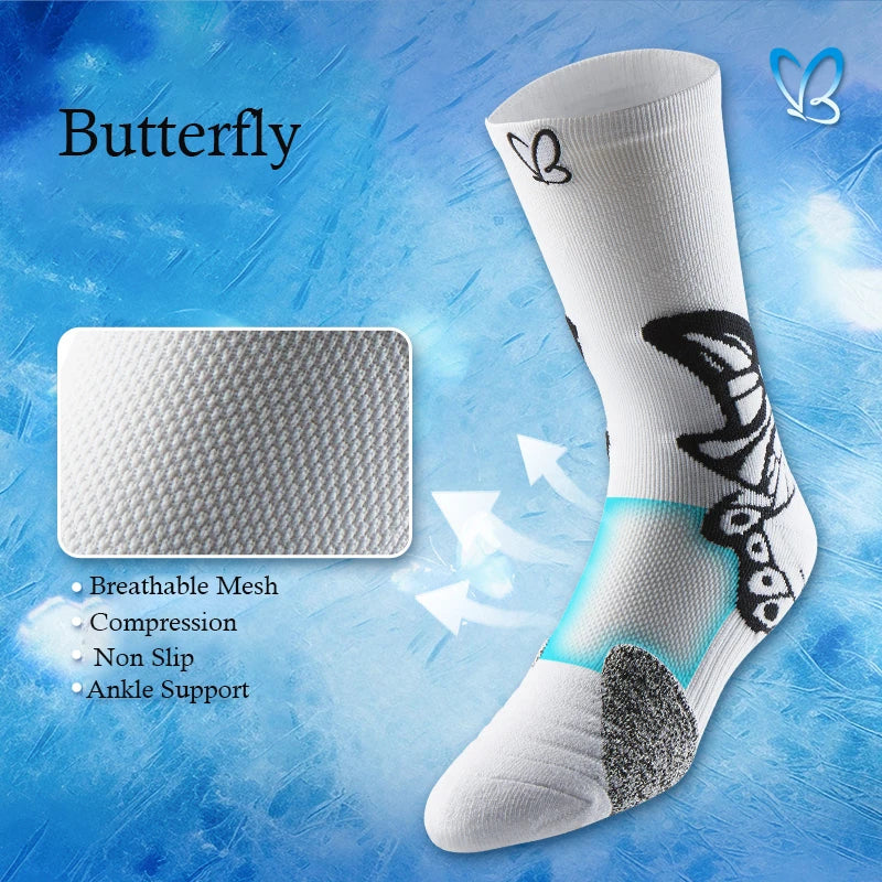 Veidoorn Butterfly Design Athletic Sports Socks – Cushioned Sole for Comfort