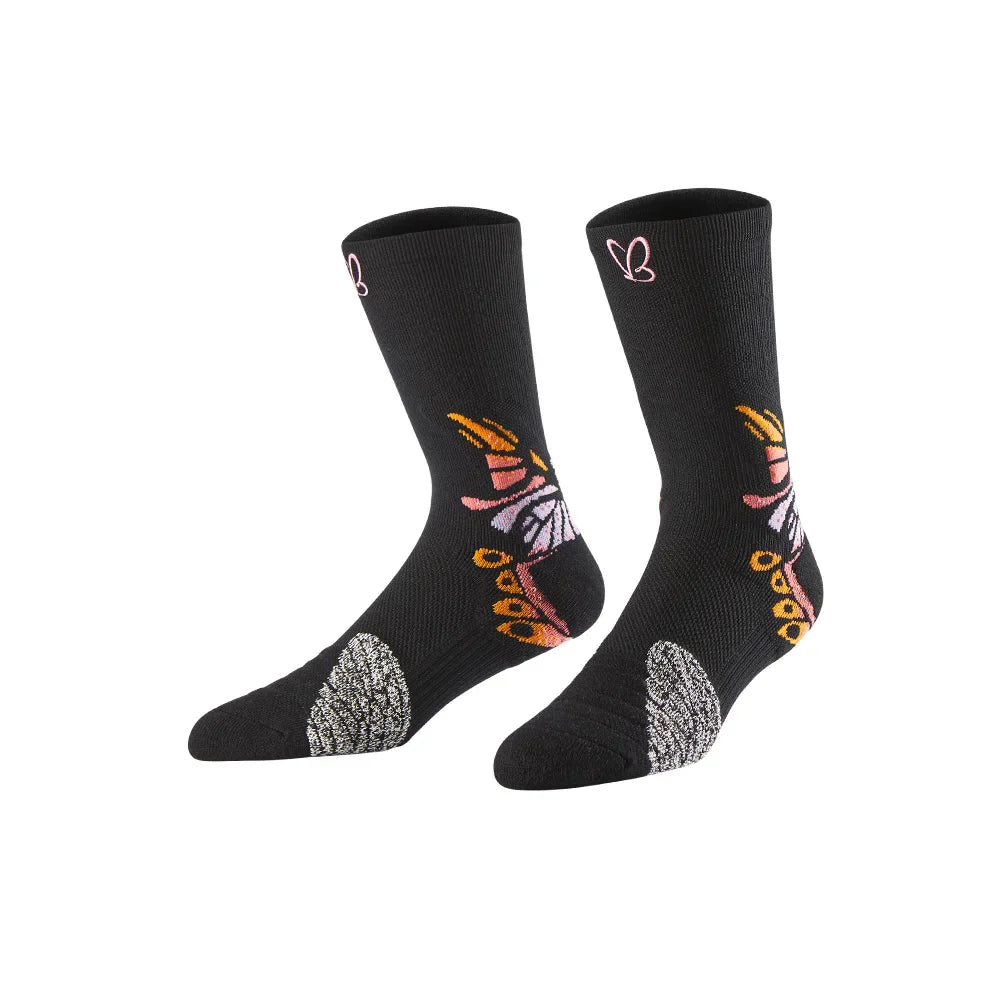 Veidoorn Butterfly Design Athletic Sports Socks – Cushioned Sole for Comfort