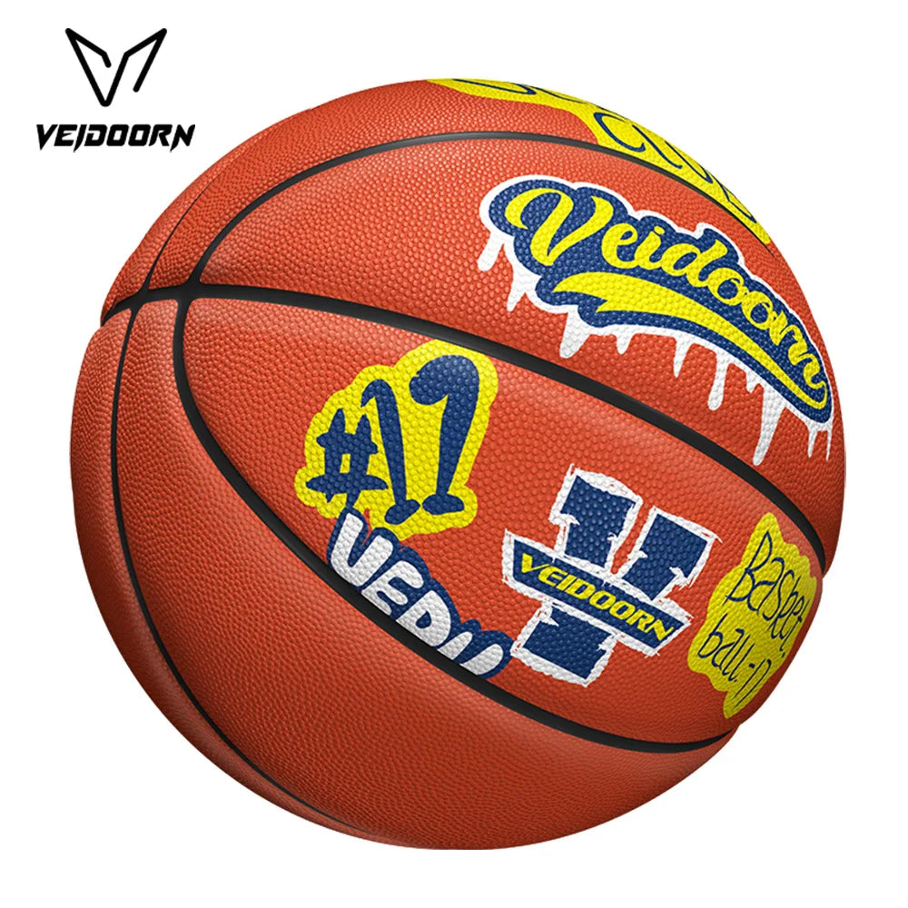 Veidoorn Street Style Graffiti Design Basketball Size 7 – High-Quality Rubber for Indoor and Outdoor Play