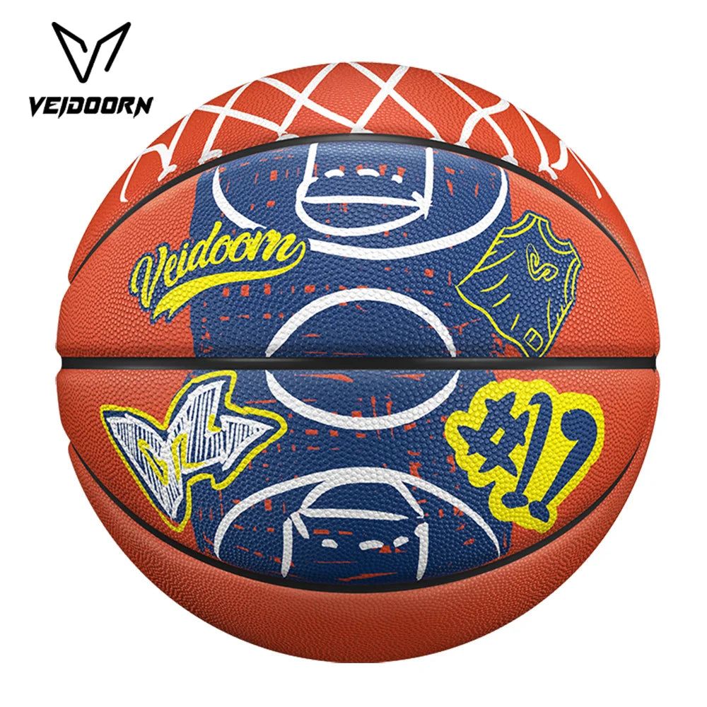 Veidoorn Street Style Graffiti Design Basketball Size 7 – High-Quality Rubber for Indoor and Outdoor Play