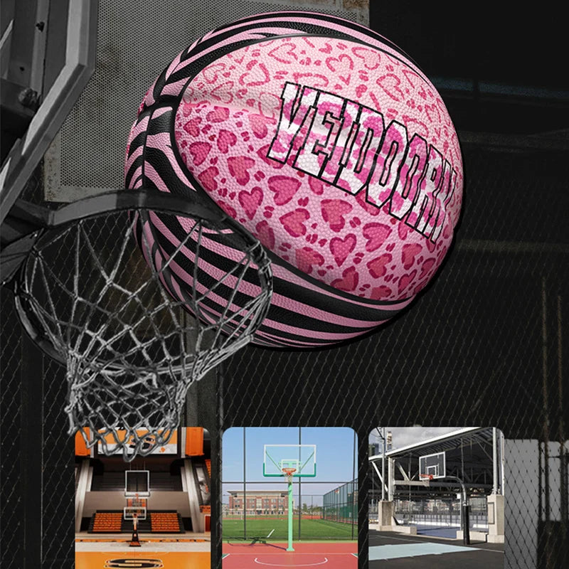 Veidoorn Trendy Pink Leopard Basketball – Stylish Design for Indoor and Outdoor Play