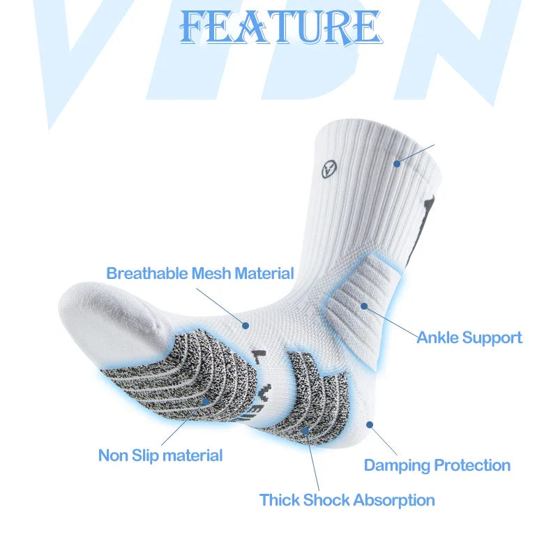 Veidoorn Basketball Socks – Thick Breathable Compression Ankle Support