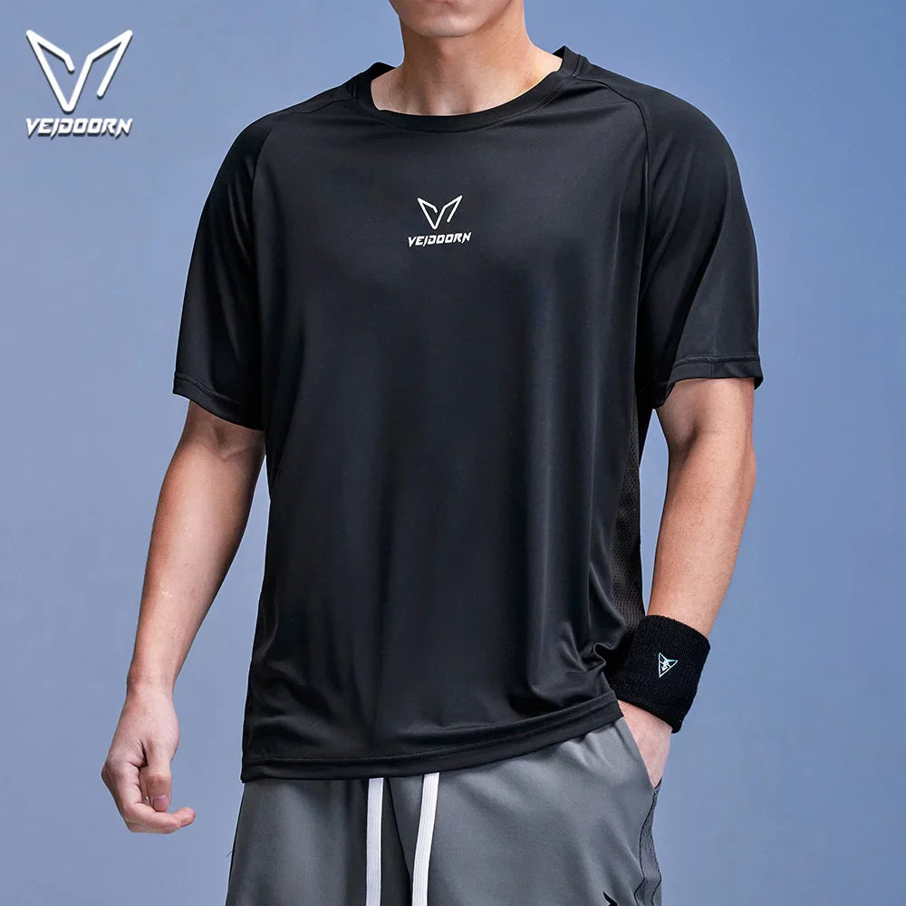 Veidoorn 2025 Men's Breathable Running Shirt – Quick-Dry Fabric with Mesh Back