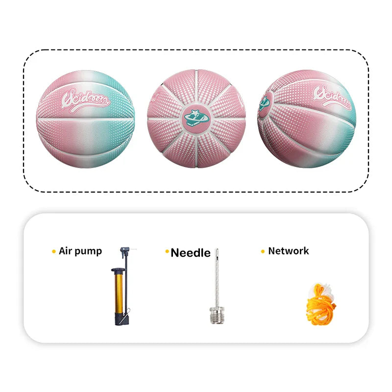 Veidoorn Pink Green Gradient Basketball – High-Quality PU Leather Design