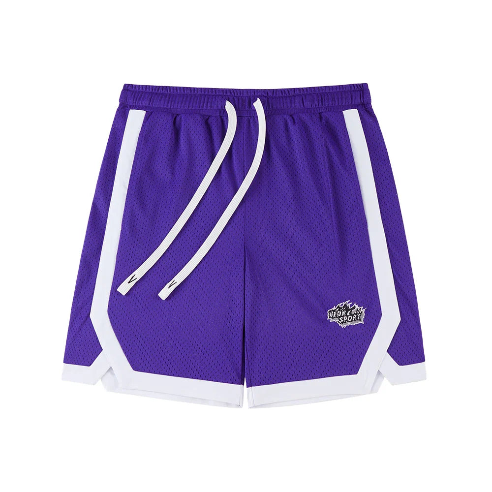 Veidoorn Laker Purple Mesh Basketball Shorts – Breathable Fabric with Side Pockets