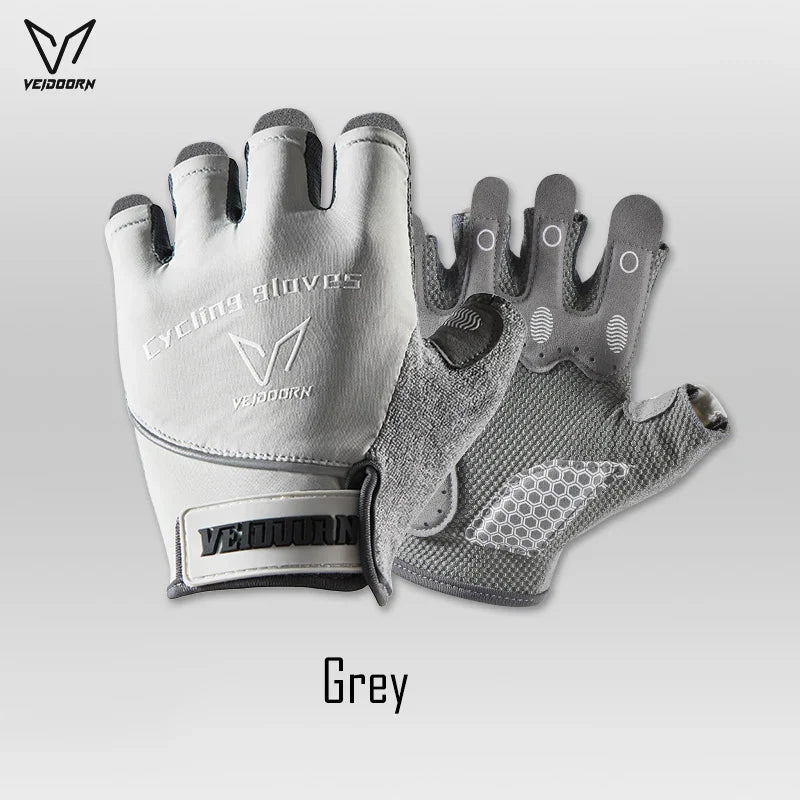 Veidoorn Half Finger Cycling Gloves – Advanced Shock Absorption with Reflective Strips